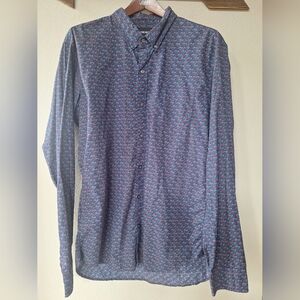Bonobos Slim Fit Bird Print Button Down Casual Long Sleeve Shirt Mens XL